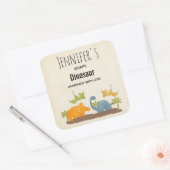 Cute Dinosaurs Prehistorische wilde zeep Vierkante Sticker (Envelop)