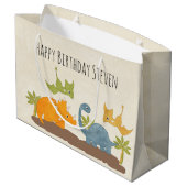 Cute Dinosaurs Prehistorische Wildlife Birthday Groot Cadeauzakje (Achterkant Gekanteld)