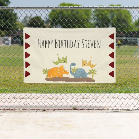 Cute Dinosaurs Prehistorische Wildlife Birthday Spandoek (Insitu)