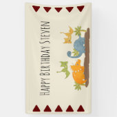 Cute Dinosaurs Prehistorische Wildlife Birthday Spandoek (Verticaal)