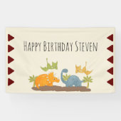 Cute Dinosaurs Prehistorische Wildlife Birthday Spandoek (Horizontaal)