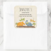 Cute Dinosaurs Prehistorische Wildlife Business Vierkante Sticker (Tas)