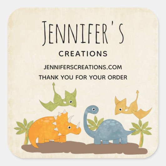 Cute Dinosaurs Prehistorische Wildlife Business Vierkante Sticker (Voorkant)