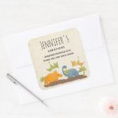 Cute Dinosaurs Prehistorische Wildlife Business Vierkante Sticker (Envelop)