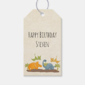 Cute Dinosaurs Prehistorische Wildlife Happy Birth Cadeaulabel (Voorkant)