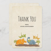 Cute Dinosaurs Prehistorische Wildlife Hartelijk d Bedankkaart (Voorkant / Achterkant)