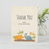 Cute Dinosaurs Prehistorische Wildlife Hartelijk d Bedankkaart (Staand voorkant)