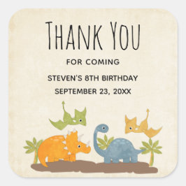 Cute Dinosaurs Prehistorische Wildlife Hartelijk d Vierkante Sticker