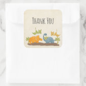 Cute Dinosaurs Prehistorische Wildlife Hartelijk d Vierkante Sticker (Tas)