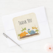 Cute Dinosaurs Prehistorische Wildlife Hartelijk d Vierkante Sticker (Envelop)