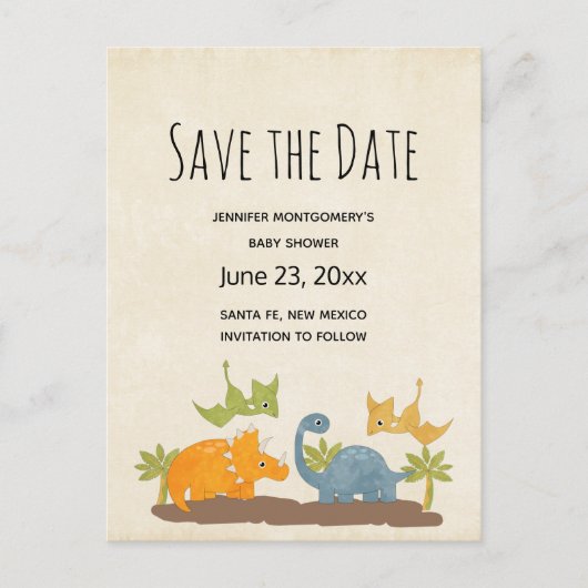 Cute Dinosaurs Prehistorische Wildlife Save the Da Uitnodiging Briefkaart (Voorkant)