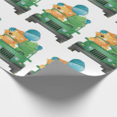 Cute Dinosaurs Safari Vehicle Oerwoud Baby shower Cadeaupapier (Hoek)