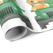 Cute Dinosaurs Safari Vehicle Oerwoud Baby shower Cadeaupapier (Rol Hoek)