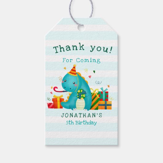 Cute Dinosaurs Stomp Chomp and roar birhtday boy Cadeaulabel (Voorkant)