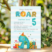 Cute Dinosaurs Stomp Chomp and roar birhtday boy  Kaart
