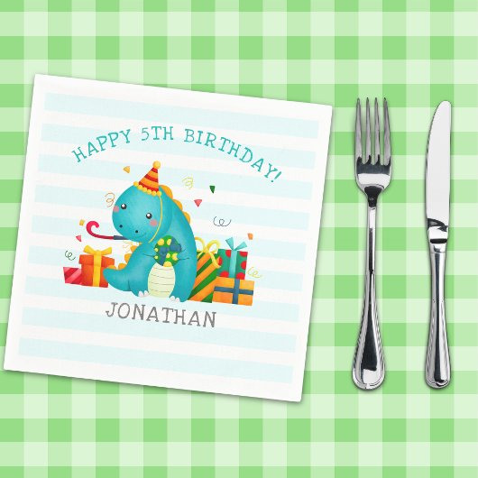 Cute Dinosaurs Stomp Chomp and roar birhtday Kids Servet