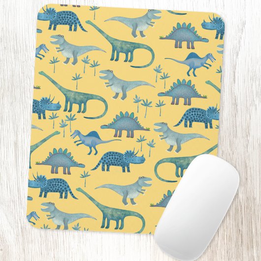 Cute Dinosaurs Sunshine Yellow Muismat