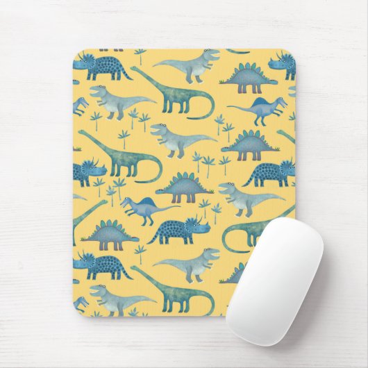 Cute Dinosaurs Sunshine Yellow Muismat (Met muis)