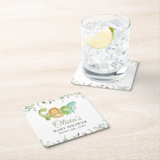 Cute Dinosaurs, T-Rex, Jurassic, Baby Shower Kartonnen Onderzetters (Insitu)