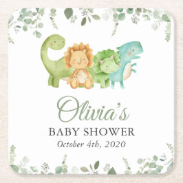 Cute Dinosaurs, T-Rex, Jurassic, Baby Shower Kartonnen Onderzetters