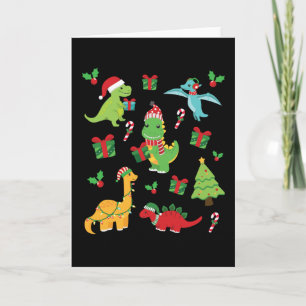 Cute Dinosaurs T-Rex kerstwedstrijd Kaart