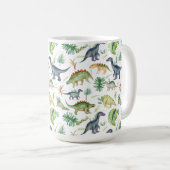 Cute Dinosaurs waterverf groen patroon kinder Koffiemok (Voorkant rechts)