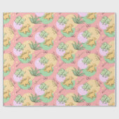 Cute Dinosaurs Wrapping Paper Cadeaupapier (Vlak)