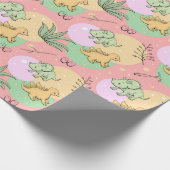 Cute Dinosaurs Wrapping Paper Cadeaupapier (Hoek)