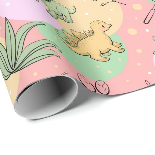 Cute Dinosaurs Wrapping Paper Cadeaupapier (Rol Hoek)