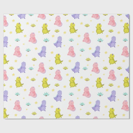 Cute Dinosaurs Wrapping Paper Cadeaupapier (Vlak)