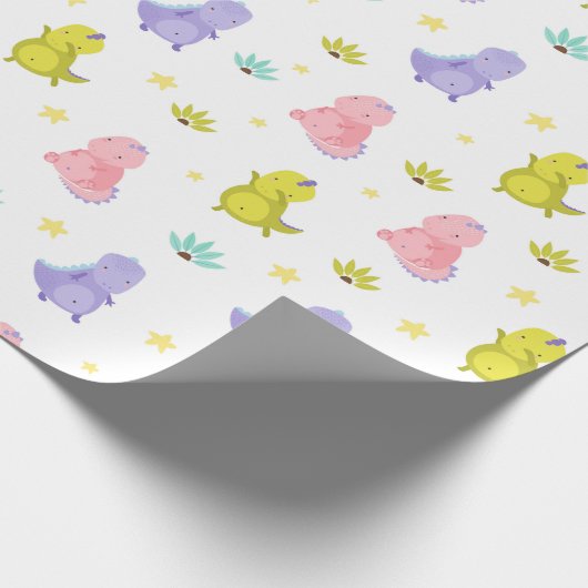 Cute Dinosaurs Wrapping Paper Cadeaupapier (Hoek)