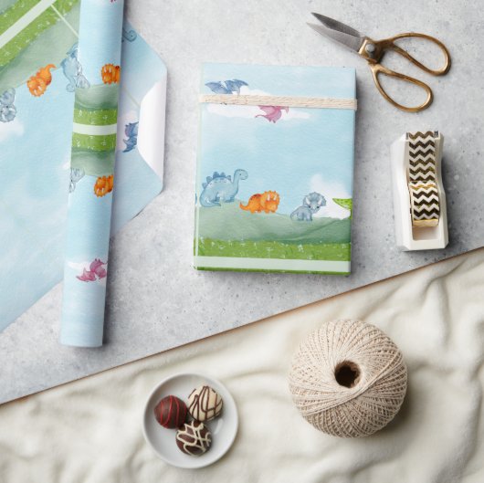 Cute Dinosaurs Wrapping Paper Cadeaupapier (Crafts)