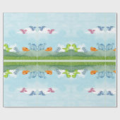 Cute Dinosaurs Wrapping Paper Cadeaupapier (Vlak)