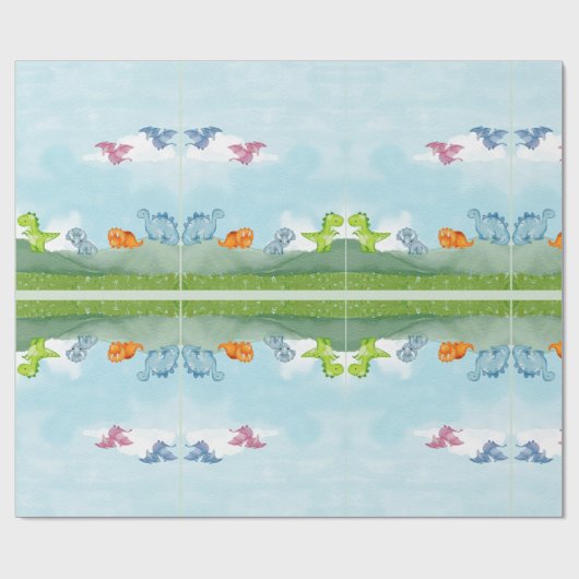 Cute Dinosaurs Wrapping Paper Cadeaupapier (Vlak)