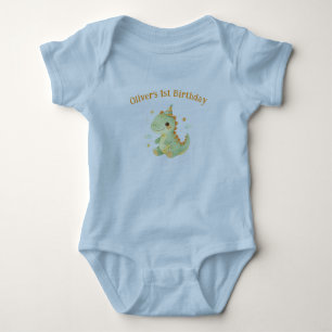 Cute dinosaurus 1e verjaardag aangepaste naam baby romper