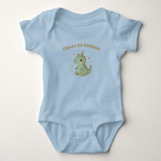 Cute dinosaurus 1e verjaardag aangepaste naam baby romper