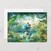 Cute Dinosaurus Ansichtkaart Briefkaart (Voorkant / Achterkant)