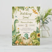 Cute Dinosaurus Baby Shower Kaart (Staand voorkant)