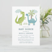 Cute Dinosaurus Baby Shower Kaart (Staand voorkant)