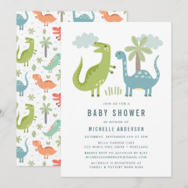 Cute Dinosaurus Baby Shower Kaart