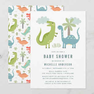 Cute Dinosaurus Baby Shower Kaart