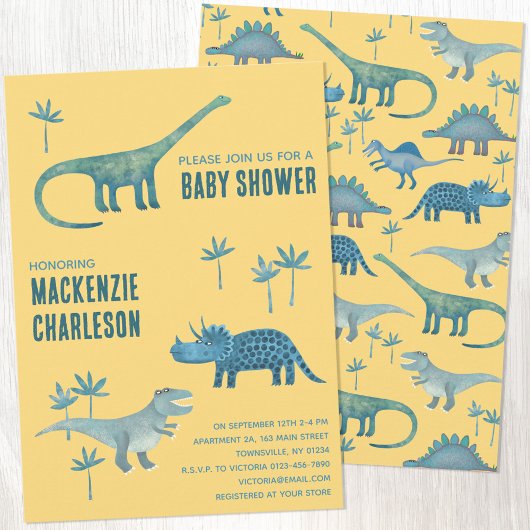Cute Dinosaurus Baby Shower Kaart