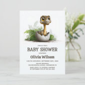 Cute Dinosaurus Baby Shower Uitnodiging (Staand voorkant)