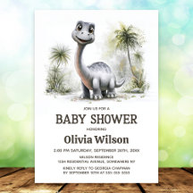 Cute Dinosaurus Baby Shower Uitnodiging