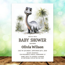 Cute Dinosaurus Baby Shower Uitnodiging