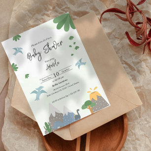 Cute Dinosaurus Baby Shower Uitnodiging