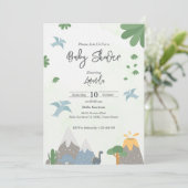 Cute Dinosaurus Baby Shower Uitnodiging (Staand voorkant)