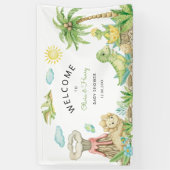 Cute Dinosaurus Baby Shower Welkom Spandoek (Verticaal)