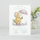 Cute Dinosaurus Baby Sprinkle Uitnodiging (Staand voorkant)