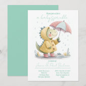 Cute Dinosaurus Baby Sprinkle Uitnodiging (Voorkant / Achterkant)